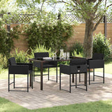 vidaXL Tuin Eettafel Set met kussen 5 pcs Zwart poly rattan