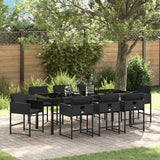 vidaXL Tuin Eettafel Set met kussen 5 pcs Zwart poly rattan