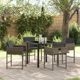 vidaXL Tuin Eettafel Set met kussen 5 pcs Zwart poly rattan