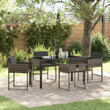 vidaXL Tuin Eettafel Set met kussen 5 pcs Zwart poly rattan