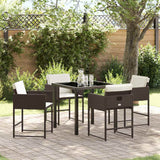 vidaXL Tuin Eettafel Set met kussen 5 pcs Zwart poly rattan