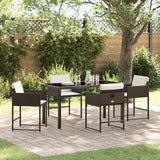 vidaXL Tuin Eettafel Set met kussen 5 pcs Zwart poly rattan