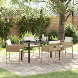 vidaXL Tuin Eettafel Set met kussen 5 pcs Zwart poly rattan