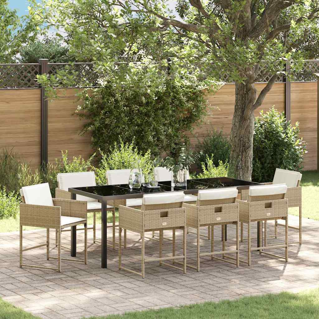 vidaXL Tuin Eettafel Set met kussen 5 pcs Zwart poly rattan
