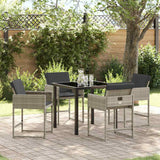 vidaXL Tuin Eettafel Set met kussen 5 pcs Zwart poly rattan