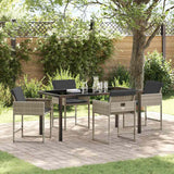 vidaXL Tuin Eettafel Set met kussen 5 pcs Zwart poly rattan