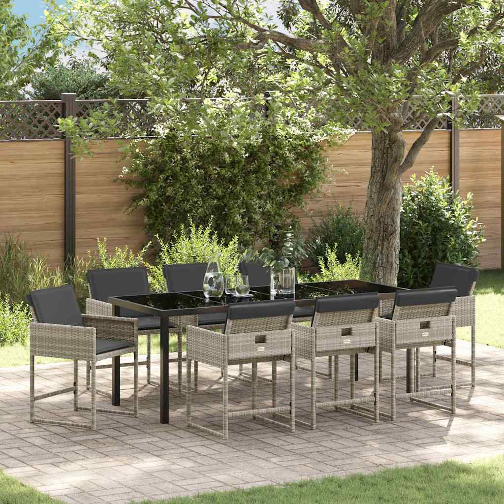 vidaXL Tuin Eettafel Set met kussen 5 pcs Zwart poly rattan