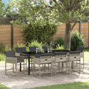 vidaXL Tuin Eettafel Set met kussen 5 pcs Zwart poly rattan