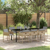 vidaXL Tuin Eettafel Set met kussen 5 pcs Zwart poly rattan