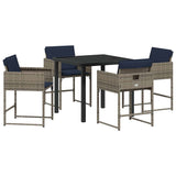 vidaXL Tuin Eettafel Set met kussen 5 pcs Grijs poly rattan