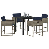 vidaXL Tuin Eettafel Set met kussen 5 pcs Grijs poly rattan
