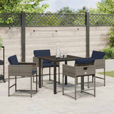 vidaXL Tuin Eettafel Set met kussen 5 pcs Grijs poly rattan