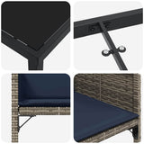 vidaXL Tuin Eettafel Set met kussen 5 pcs Grijs poly rattan