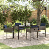 vidaXL Tuin Eettafel Set met kussen 5 pcs Grijs poly rattan