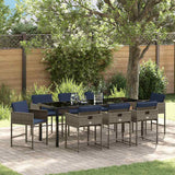 vidaXL Tuin Eettafel Set met kussen 5 pcs Grijs poly rattan