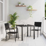 vidaXL Tuin Eettafel Set met kussen 3 pcs Zwart poly rattan