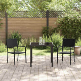 vidaXL Tuin Eettafel Set met kussen 3 pcs Zwart poly rattan