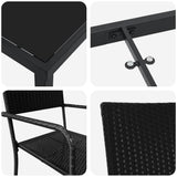 vidaXL Tuin Eettafel Set met kussen 3 pcs Zwart poly rattan
