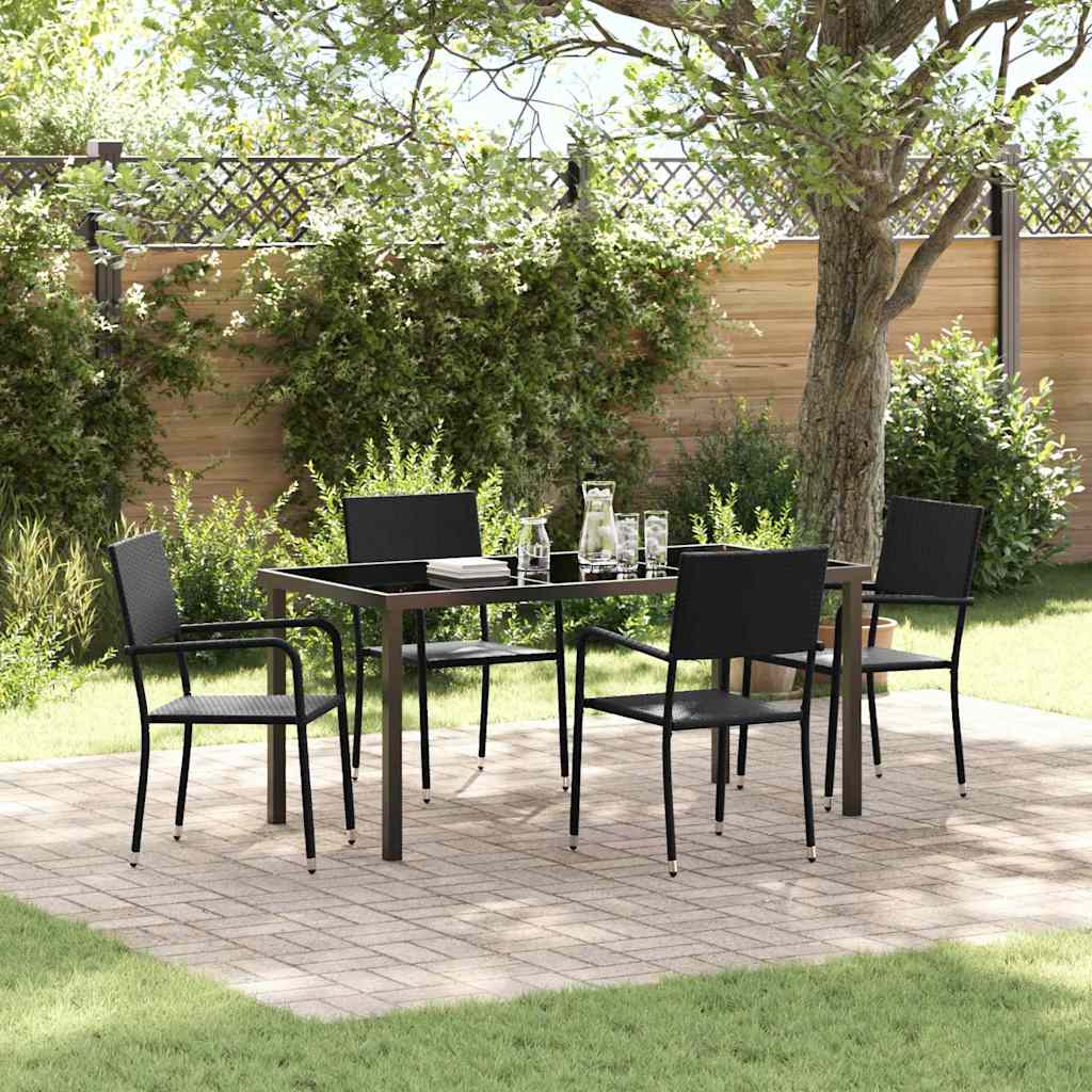 vidaXL Tuin Eettafel Set met kussen 3 pcs Zwart poly rattan