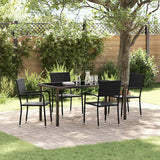 vidaXL Tuin Eettafel Set met kussen 3 pcs Zwart poly rattan