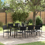 vidaXL Tuin Eettafel Set met kussen 3 pcs Zwart poly rattan