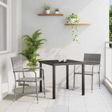 vidaXL Tuin Eettafel Set met kussen 3 pcs Zwart poly rattan