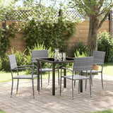 vidaXL Tuin Eettafel Set met kussen 3 pcs Zwart poly rattan