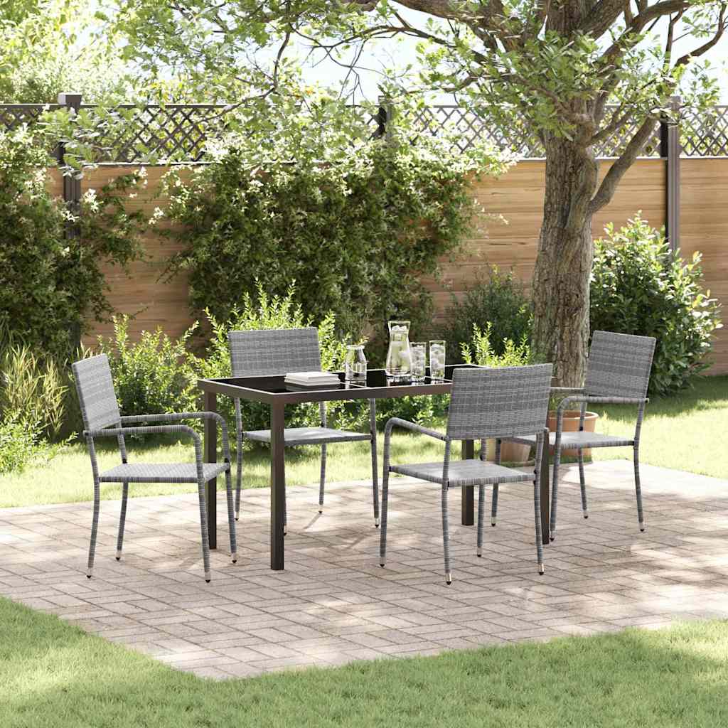 vidaXL Tuin Eettafel Set met kussen 3 pcs Zwart poly rattan