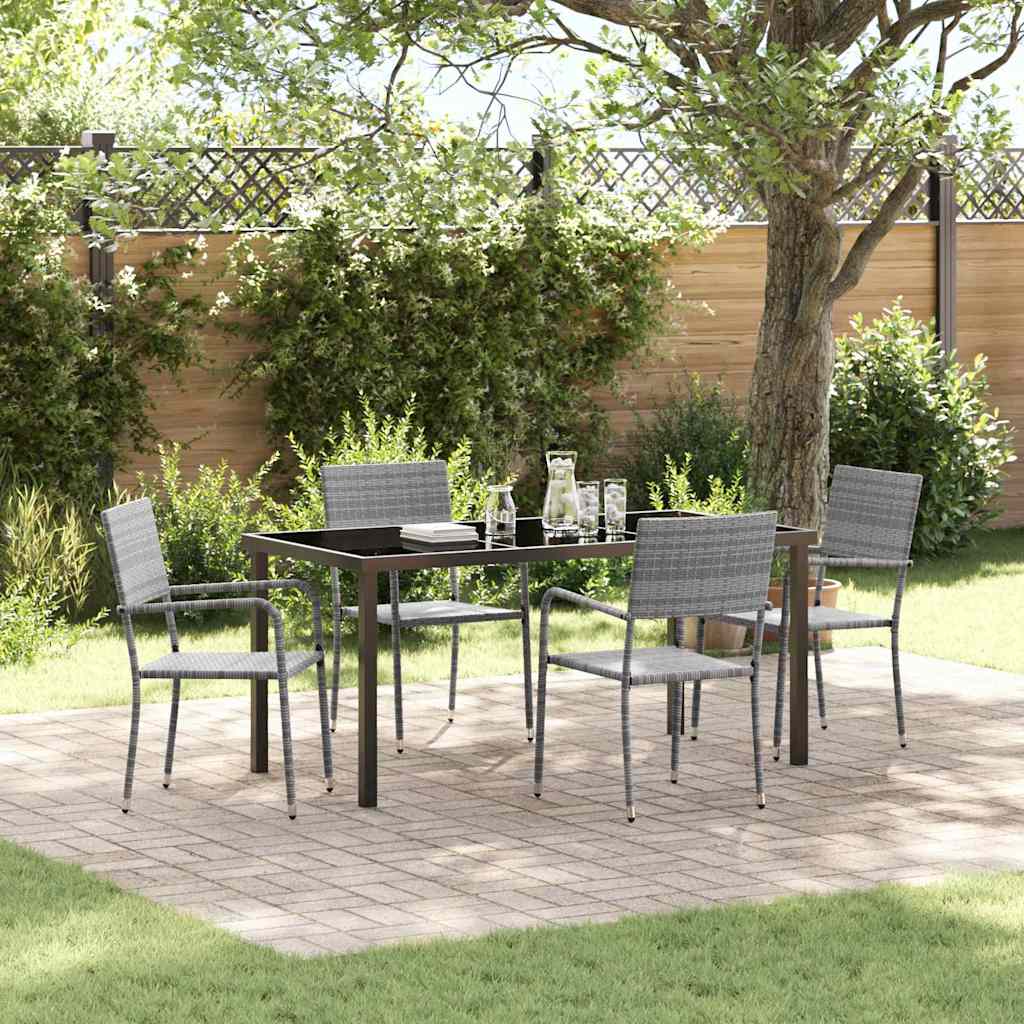 vidaXL Tuin Eettafel Set met kussen 3 pcs Zwart poly rattan