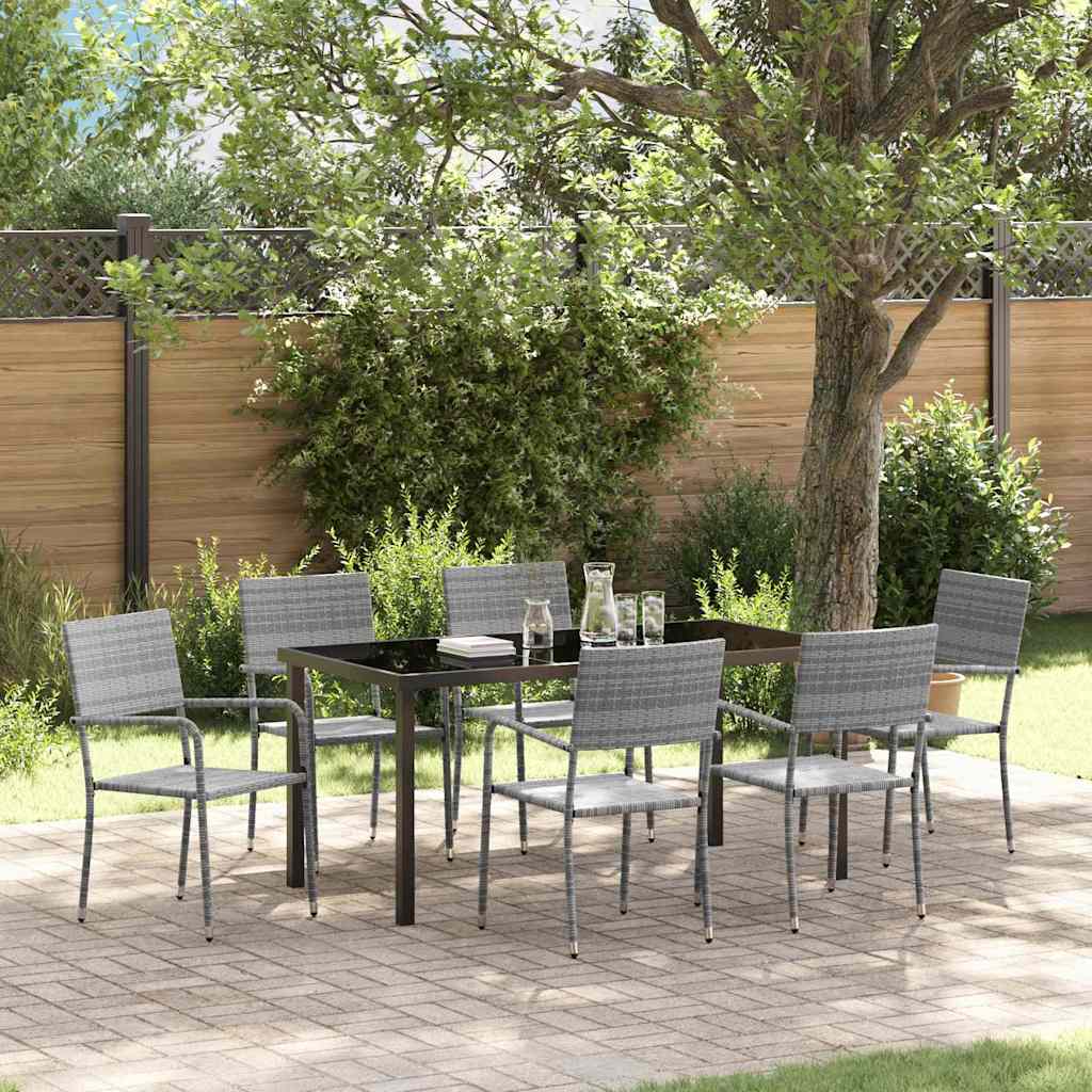 vidaXL Tuin Eettafel Set met kussen 3 pcs Zwart poly rattan