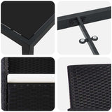 vidaXL Garden Dining Set with cushions 3 pcs Black poly rattan