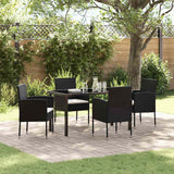 vidaXL Garden Dining Set with cushions 3 pcs Black poly rattan