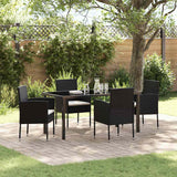 vidaXL Garden Dining Set with cushions 3 pcs Black poly rattan