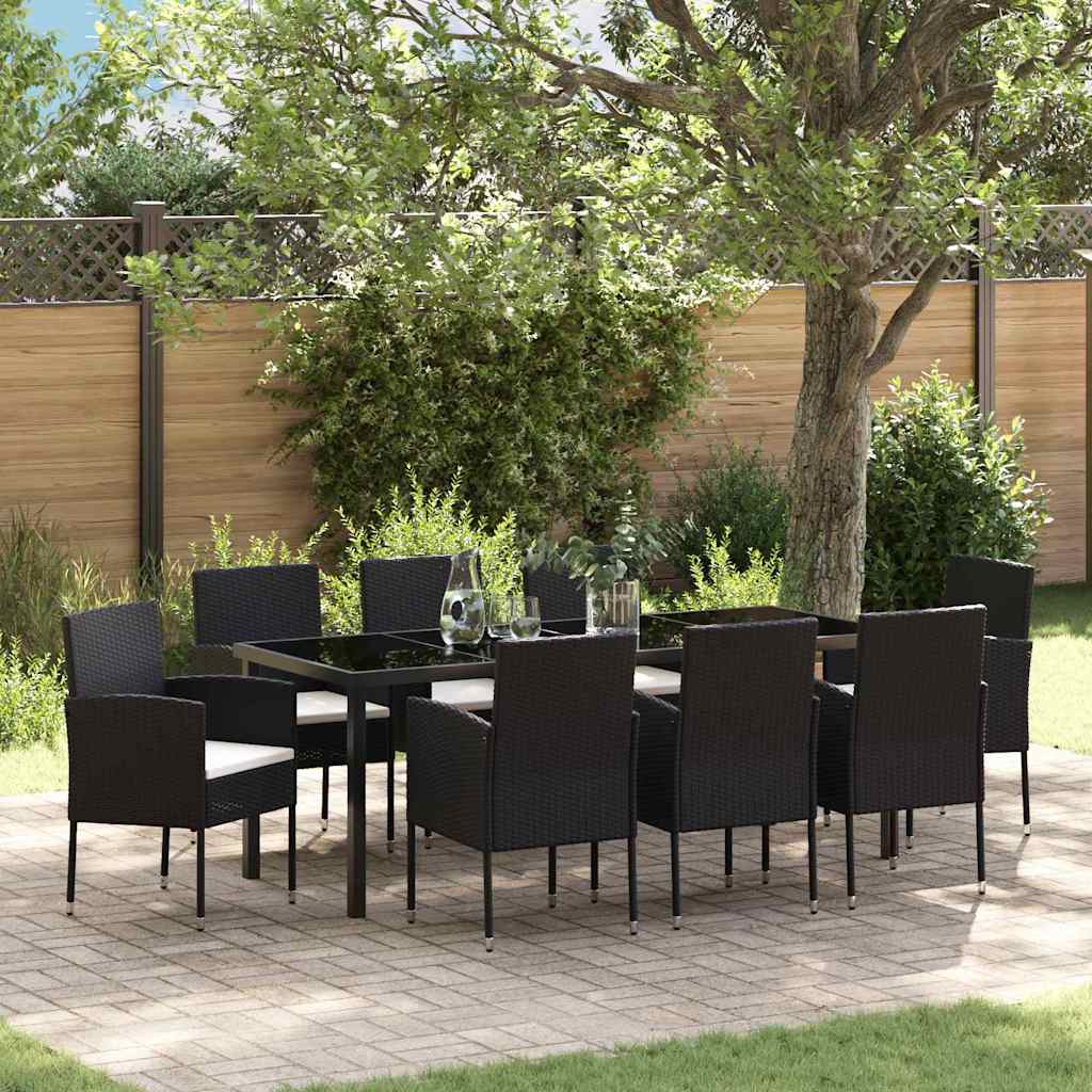 vidaXL Garden Dining Set with cushions 3 pcs Black poly rattan