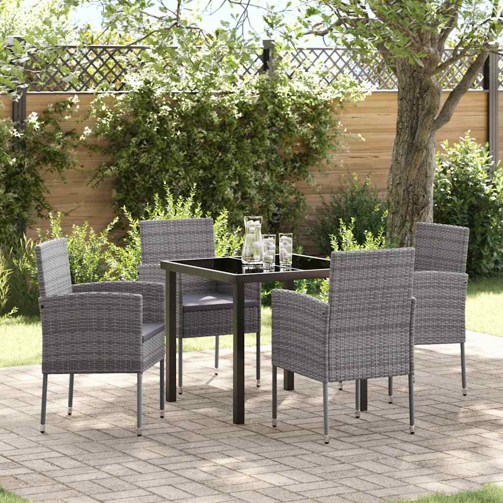 vidaXL Garden Dining Set with cushions 3 pcs Black poly rattan