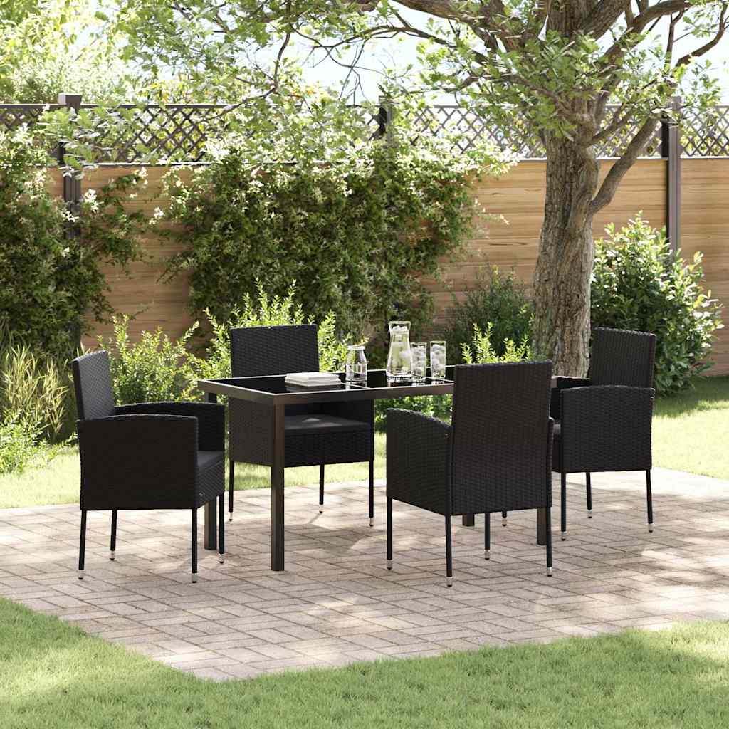 vidaXL Garden Dining Set with cushions 3 pcs Black poly rattan