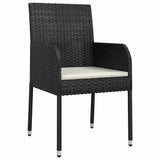 vidaXL Tuin Eettafel Set met kussen 3 pcs Zwart poly rattan