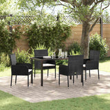 vidaXL Tuin Eettafel Set met kussen 3 pcs Zwart poly rattan