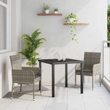 vidaXL Tuin Eettafel Set met kussen 3 pcs Zwart poly rattan