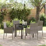 vidaXL Tuin Eettafel Set met kussen 3 pcs Zwart poly rattan