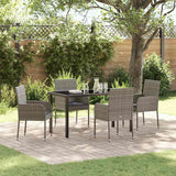 vidaXL Tuin Eettafel Set met kussen 3 pcs Zwart poly rattan
