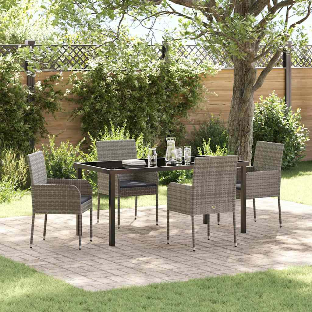 vidaXL Tuin Eettafel Set met kussen 3 pcs Zwart poly rattan
