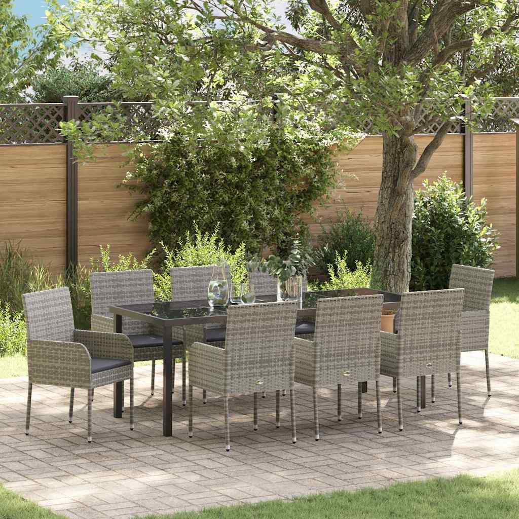 vidaXL Tuin Eettafel Set met kussen 3 pcs Zwart poly rattan