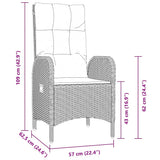 vidaXL Tuin Eettafel Set met kussen 3 pcs Zwart poly rattan