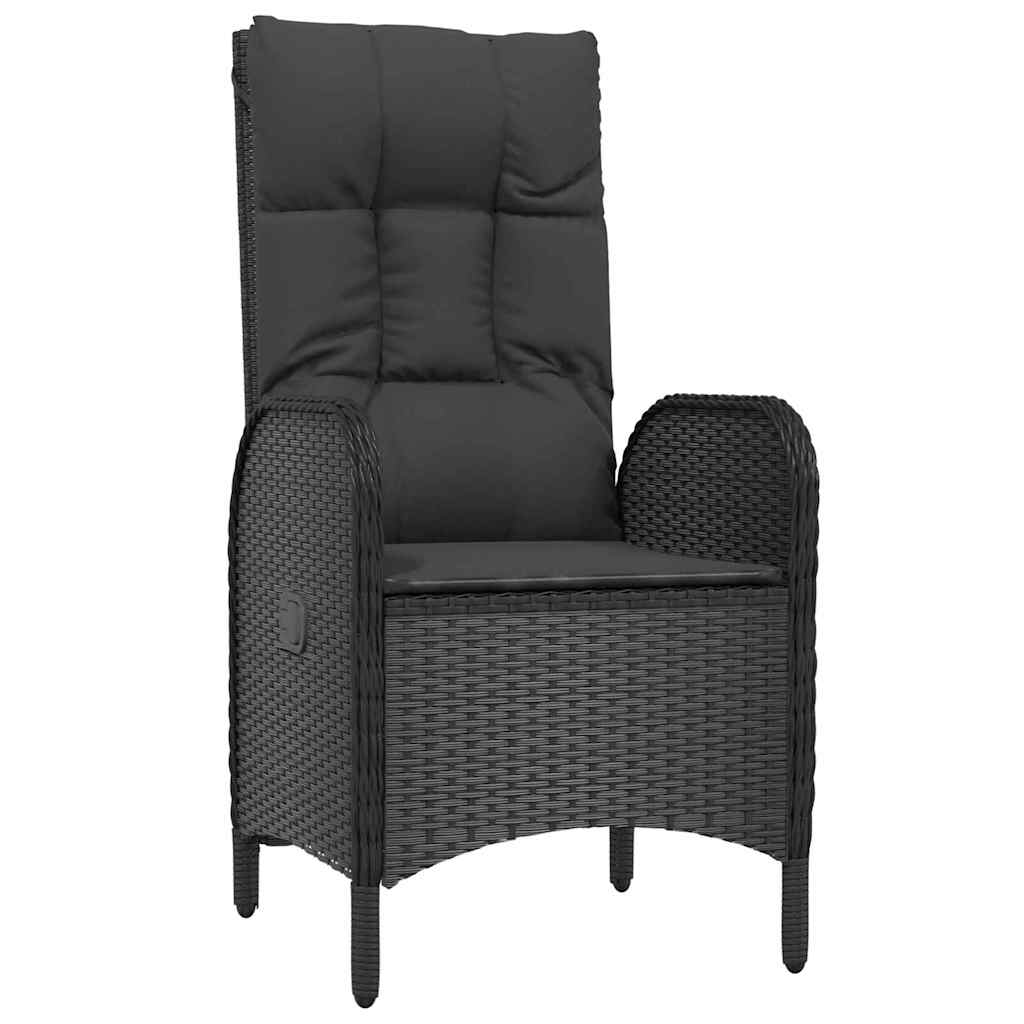 vidaXL Tuin Eettafel Set met kussen 3 pcs Zwart poly rattan
