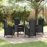 vidaXL Tuin Eettafel Set met kussen 3 pcs Zwart poly rattan