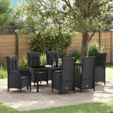 vidaXL Tuin Eettafel Set met kussen 3 pcs Zwart poly rattan