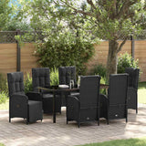 vidaXL Tuin Eettafel Set met kussen 3 pcs Zwart poly rattan
