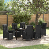 vidaXL Tuin Eettafel Set met kussen 3 pcs Zwart poly rattan