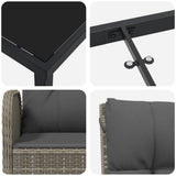 vidaXL Tuin Eettafel Set met kussen 3 pcs Grijs poly rattan